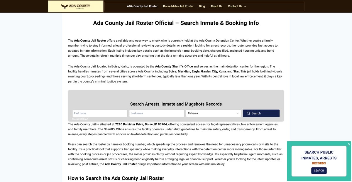 Preview of adacountyjailroster.org