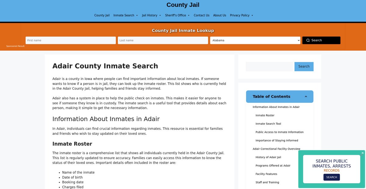 Preview of adair-inmate-search.countyjail.org