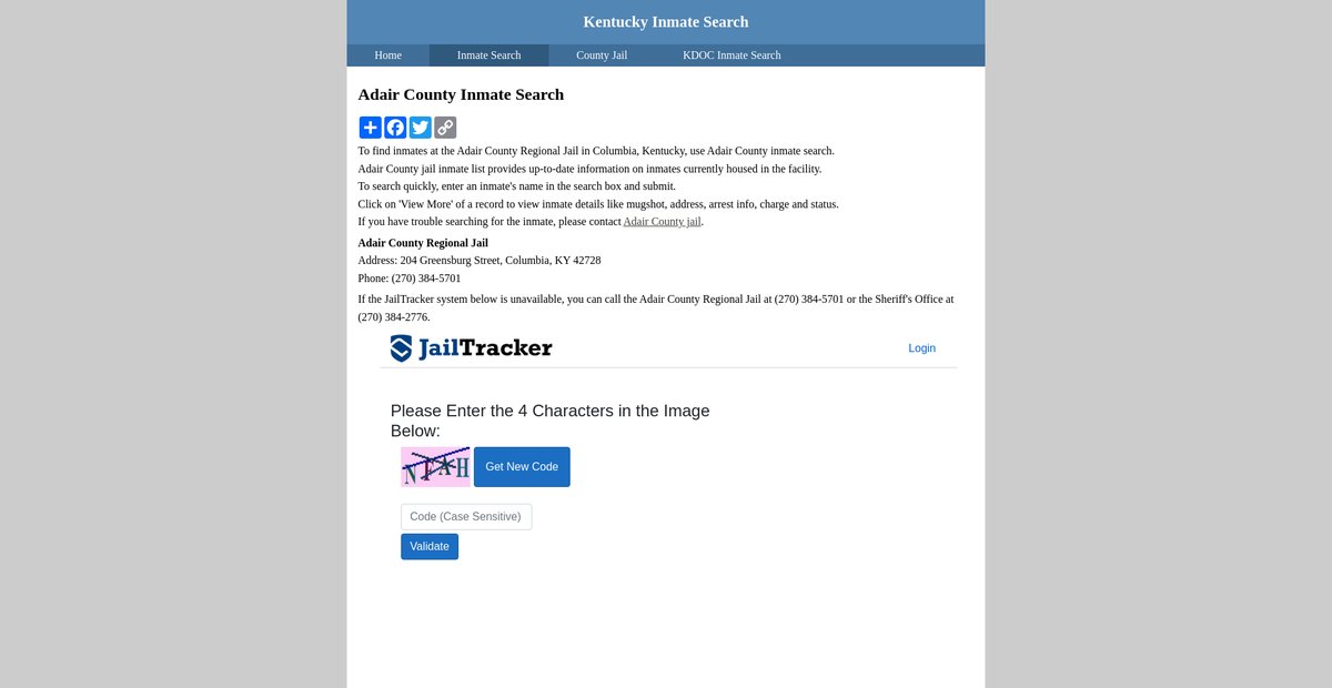 Preview of inmatesearchkentucky.org