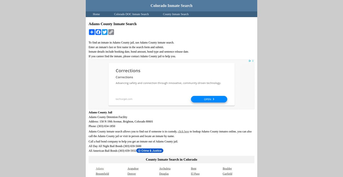 Preview of inmatesearchcolorado.org
