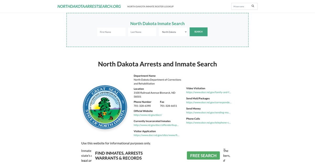 Preview of northdakotaarrestsearch.org
