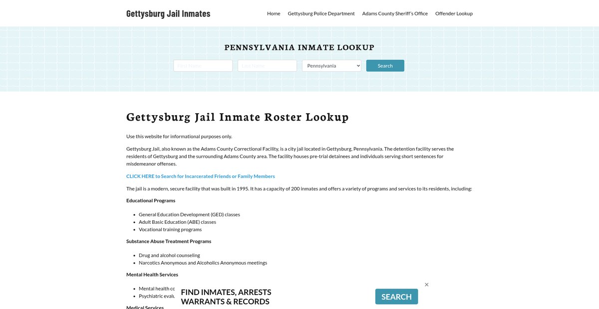 Preview of gettysburgjail.org
