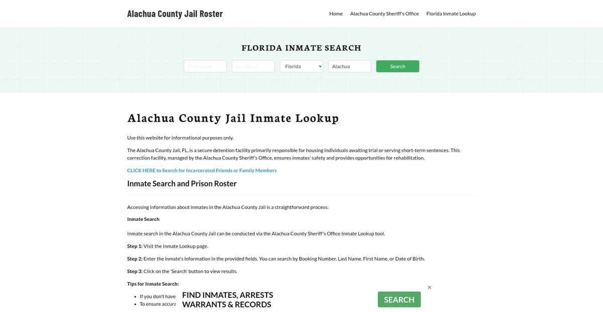Preview of alachuacountyjail.org