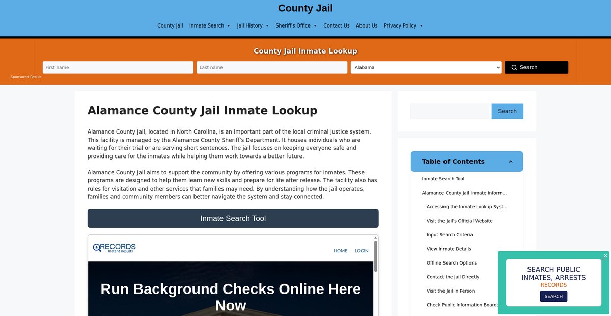 Preview of alamance.countyjail.org