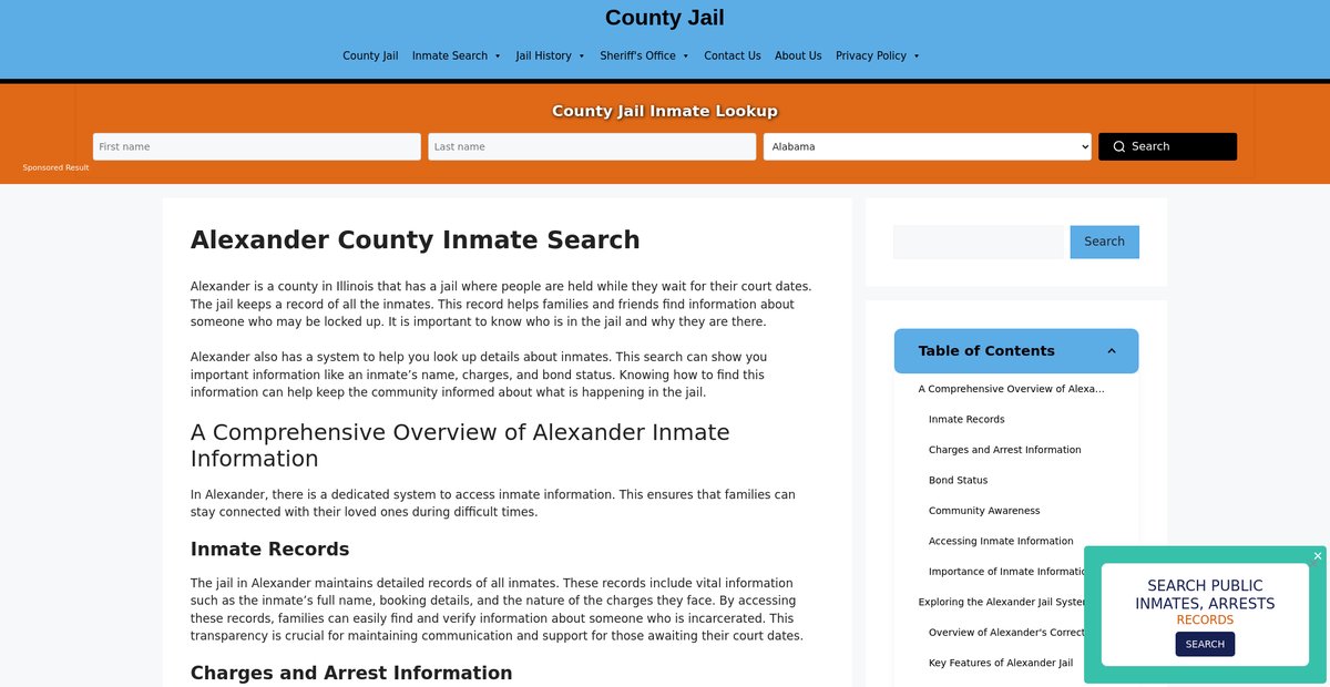 Preview of alexander-inmate-search.countyjail.org