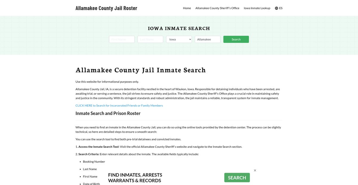 Preview of allamakeecountyjail.org