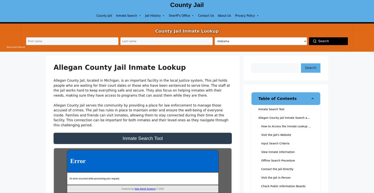 Preview of allegan.countyjail.org