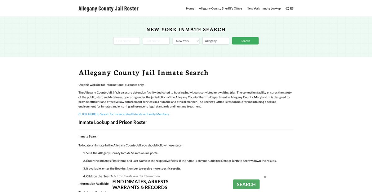 Preview of alleganycountyjail.org