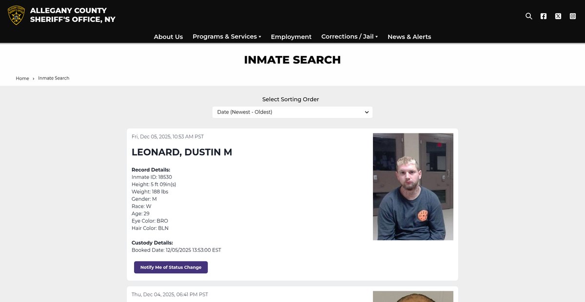 Preview of alleganycountysheriff-ny.gov