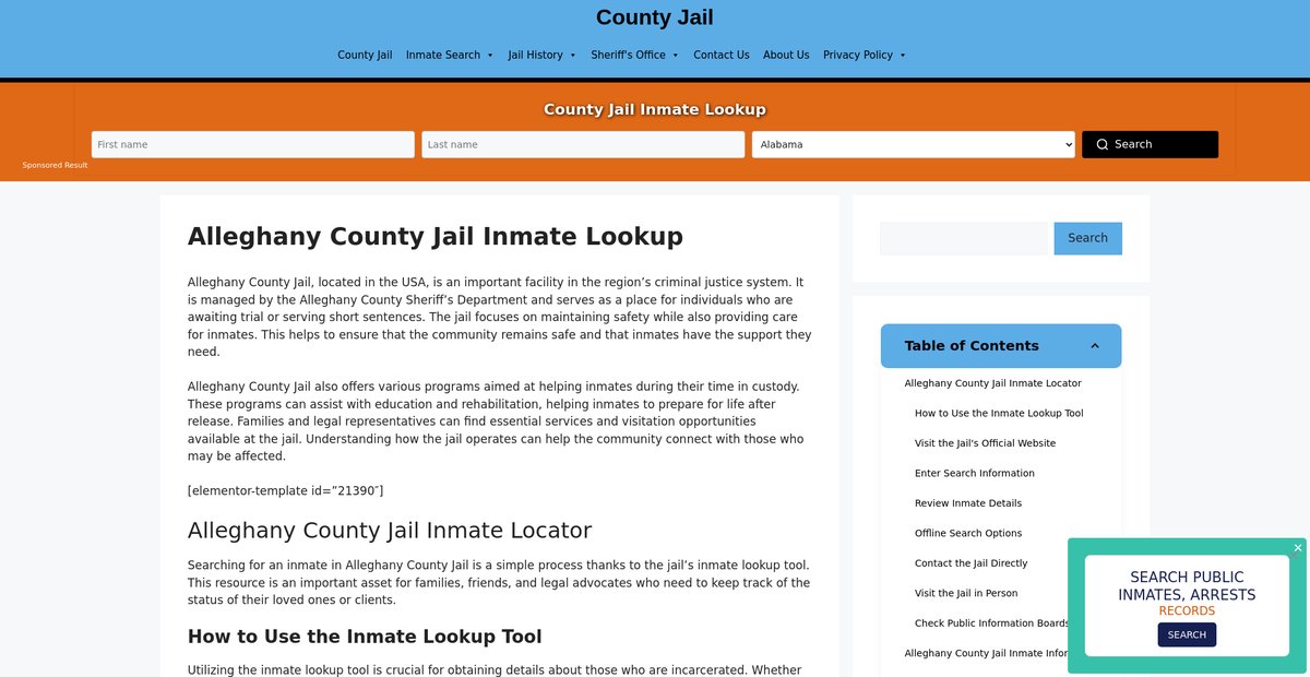 Preview of alleghany.countyjail.org