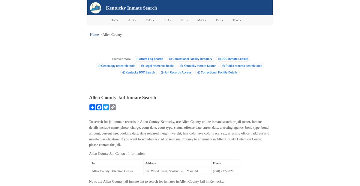 Preview of inmatesearchky.org