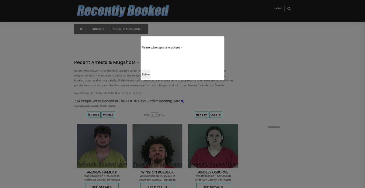 Preview of recentlybooked.com
