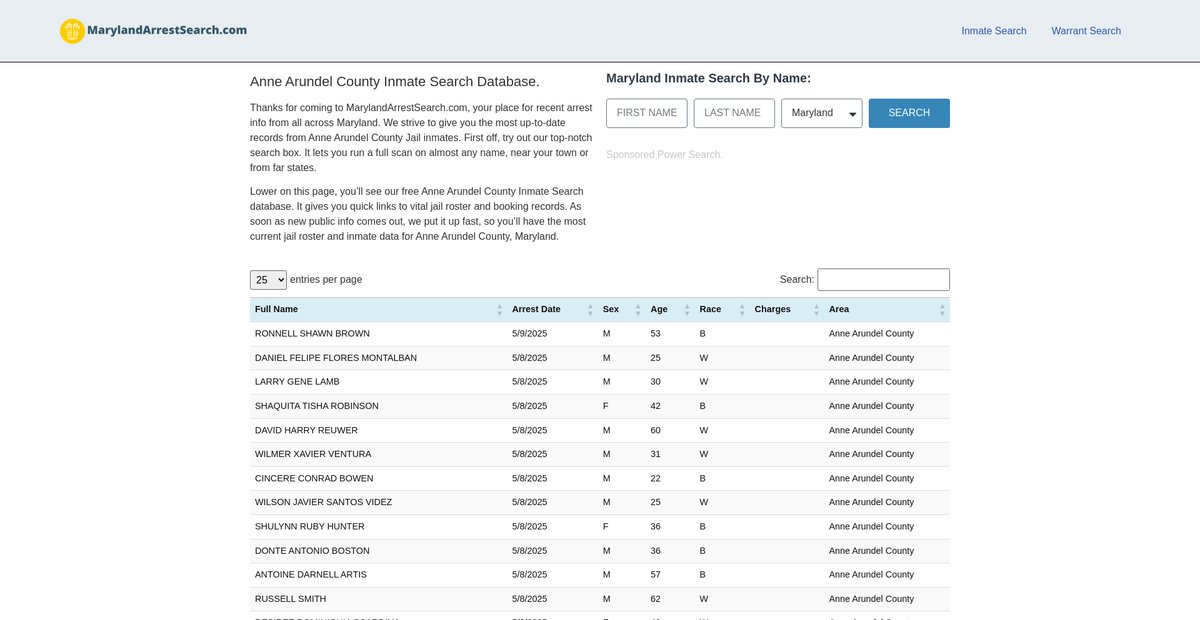 Preview of marylandarrestsearch.com