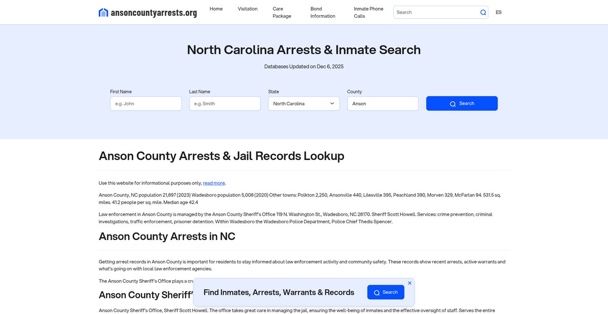 Preview of ansoncountyarrests.org
