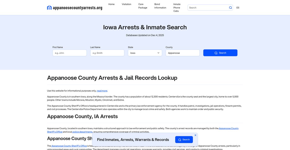 Preview of appanoosecountyarrests.org