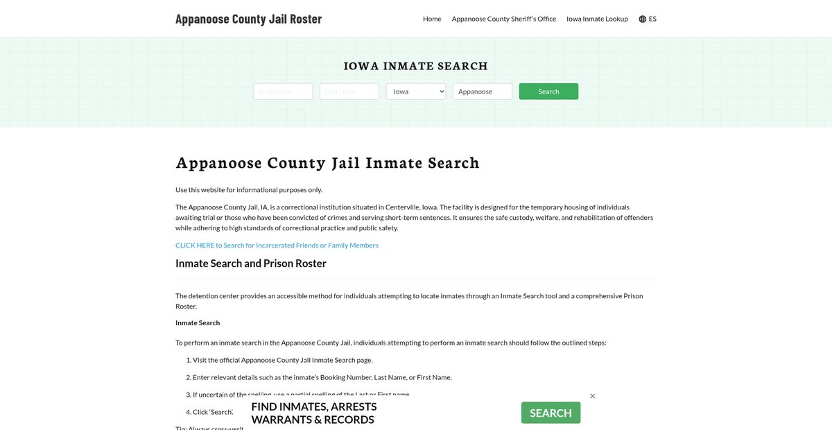 Preview of appanoosecountyjail.org
