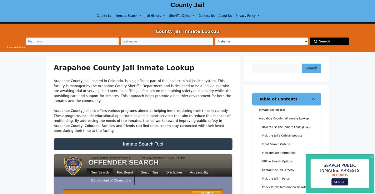 Preview of arapahoe.countyjail.org