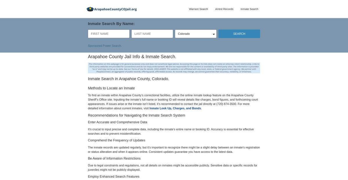 Preview of arapahoecountycojail.org