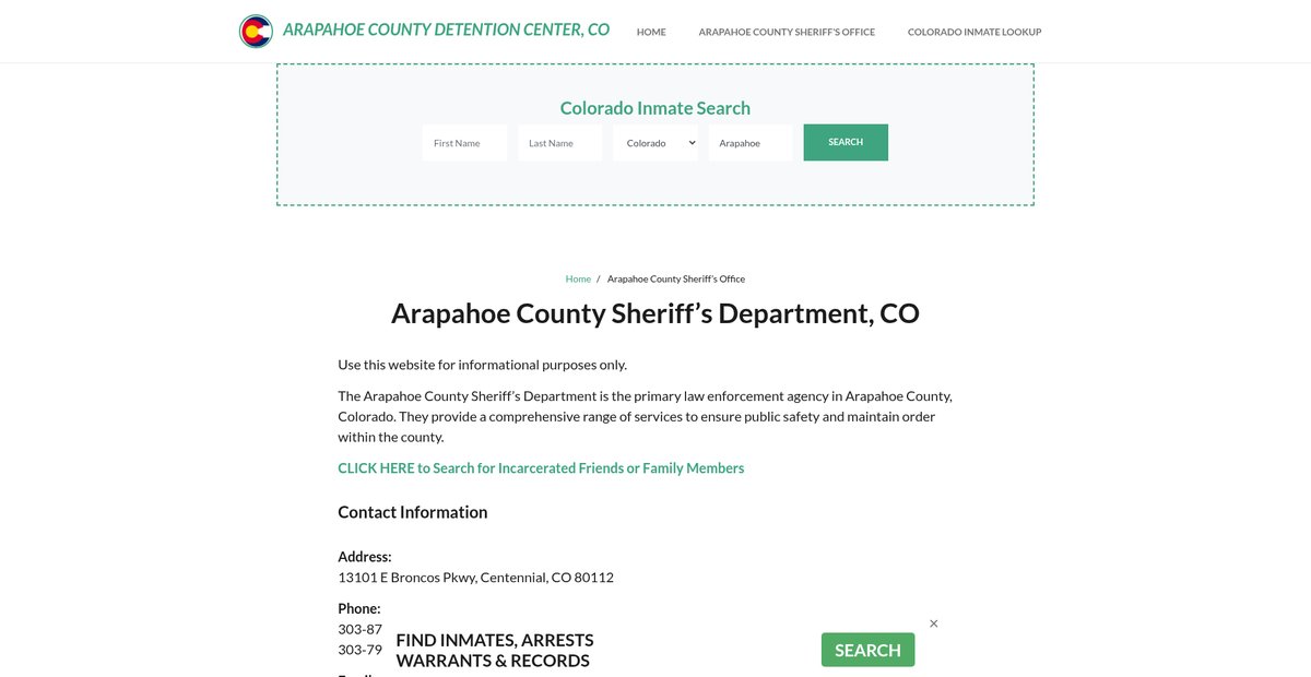 Preview of arapahoecountydetentionco.org
