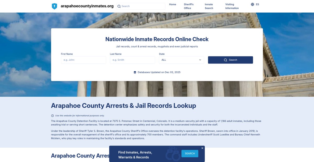 Preview of arapahoecountyinmates.org