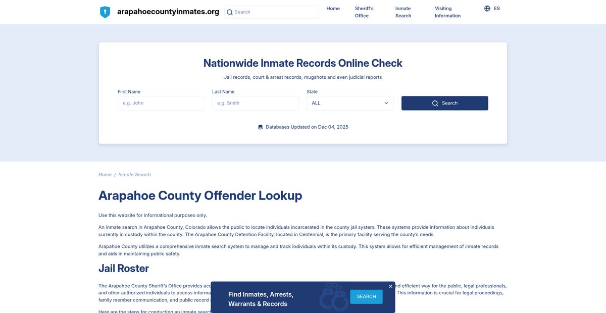 Preview of arapahoecountyinmates.org