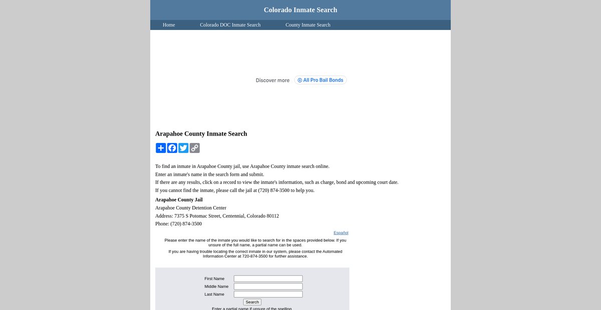 Preview of inmatesearchcolorado.org