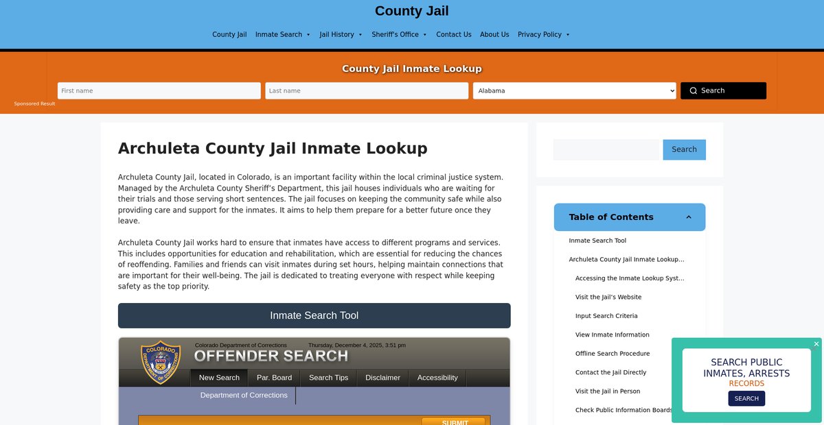 Preview of archuleta.countyjail.org