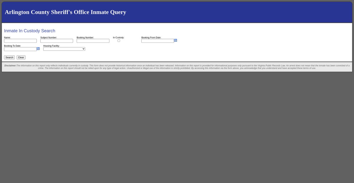 Preview of inmatewebquery.arlingtonva.us
