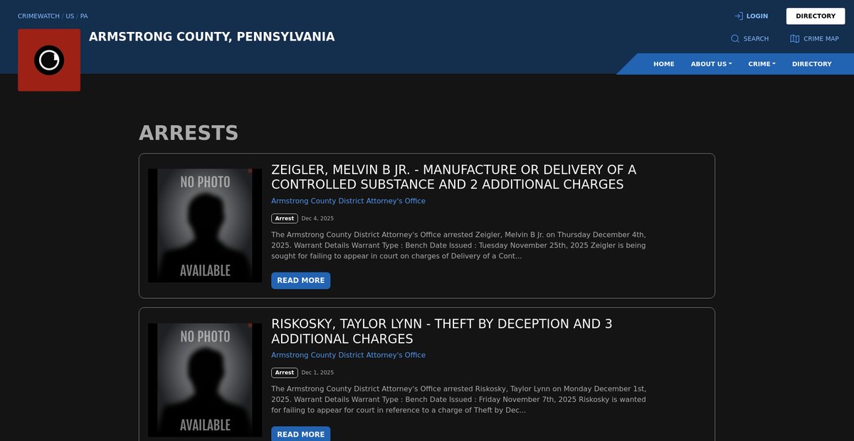 Preview of armstrong.crimewatchpa.com