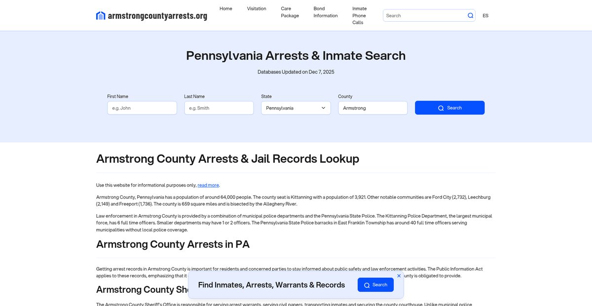 Preview of armstrongcountyarrests.org