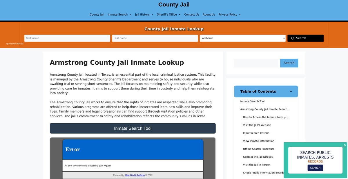 Preview of armstrong.countyjail.org