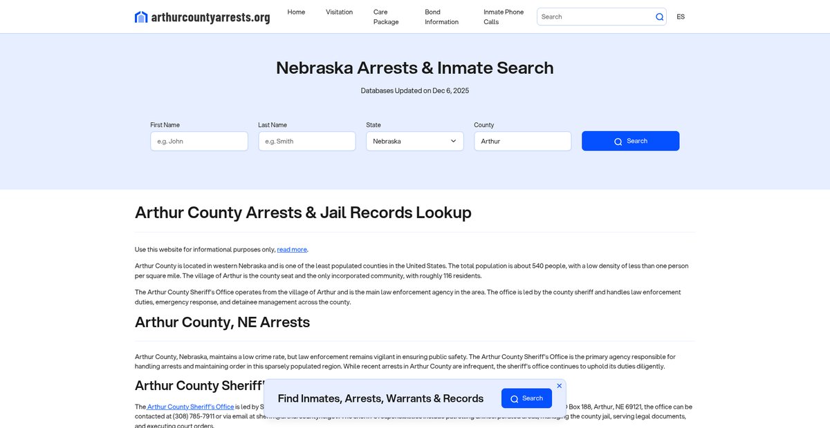Preview of arthurcountyarrests.org