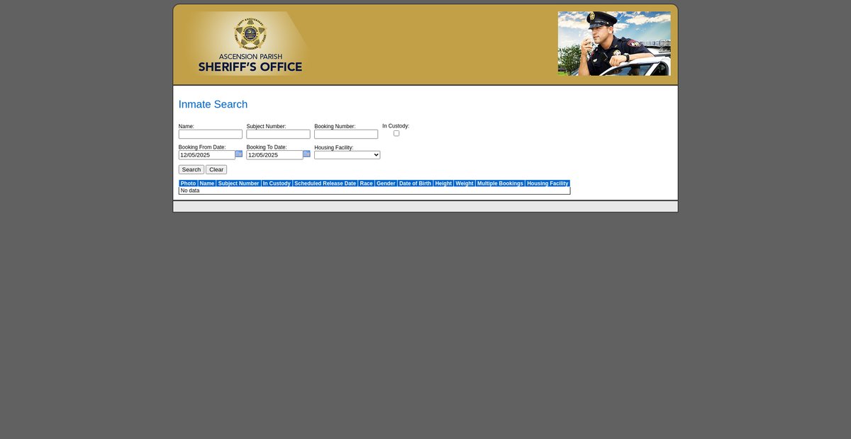 Preview of inmate-inquiry.ascensionsheriff.com