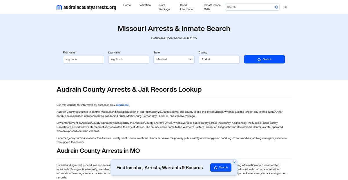 Preview of audraincountyarrests.org