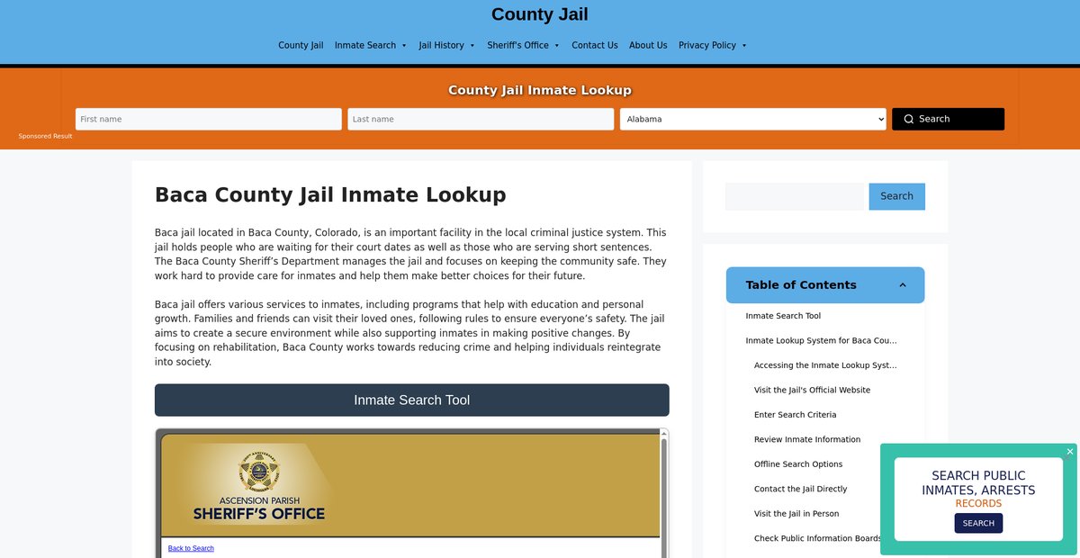 Preview of baca.countyjail.org