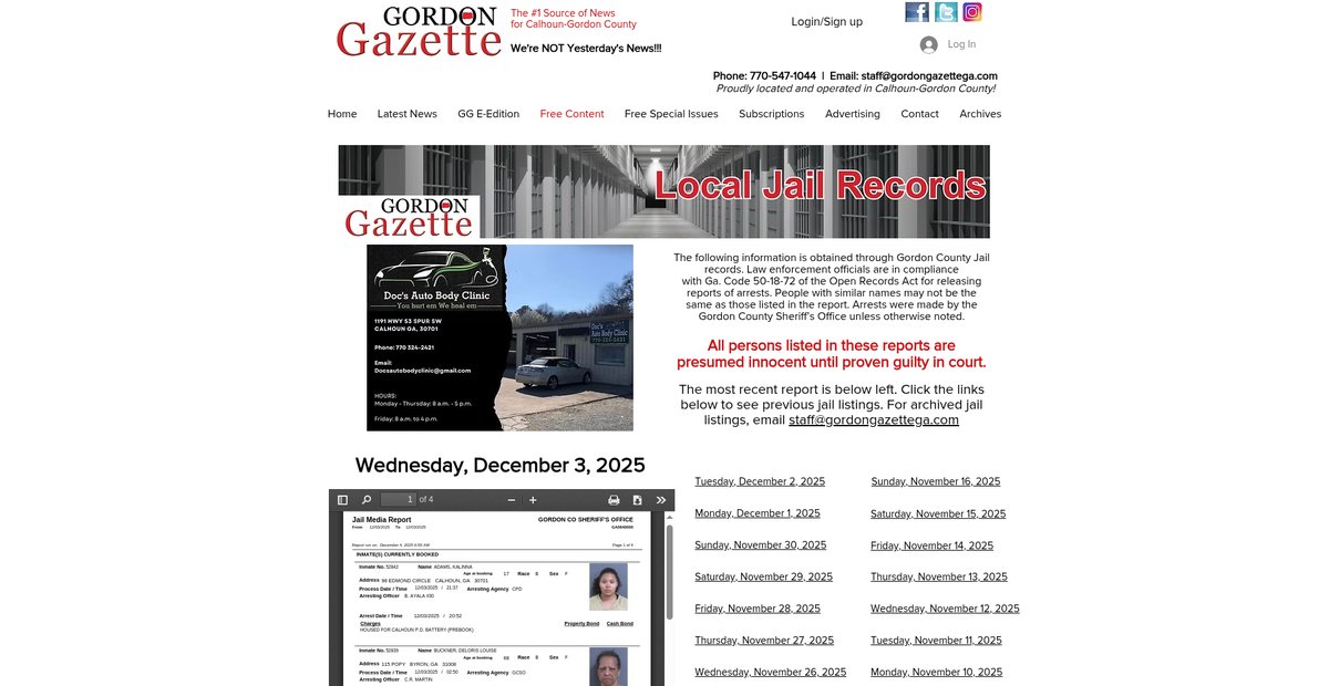 Preview of gordongazettega.com