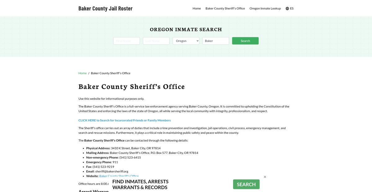 Preview of bakercountyjail.org