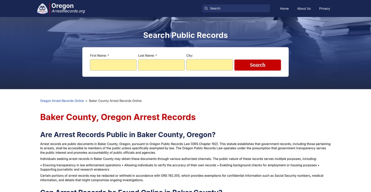 Preview of oregonarrestrecords.org