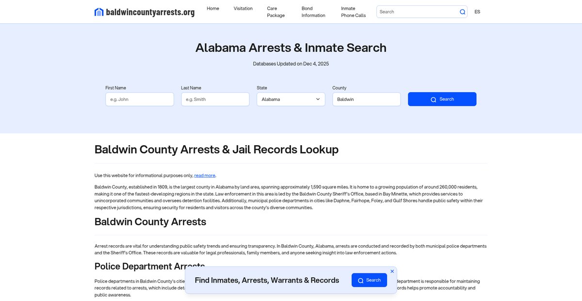 Preview of baldwincountyarrests.org