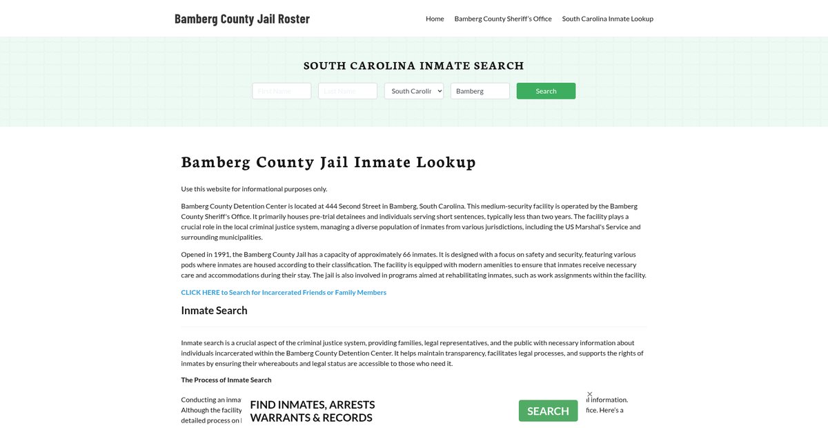 Preview of bambergcountyjail.org