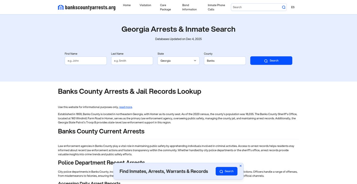Preview of bankscountyarrests.org