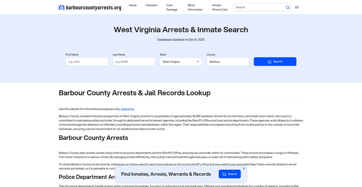 Preview of barbourcountyarrests.org