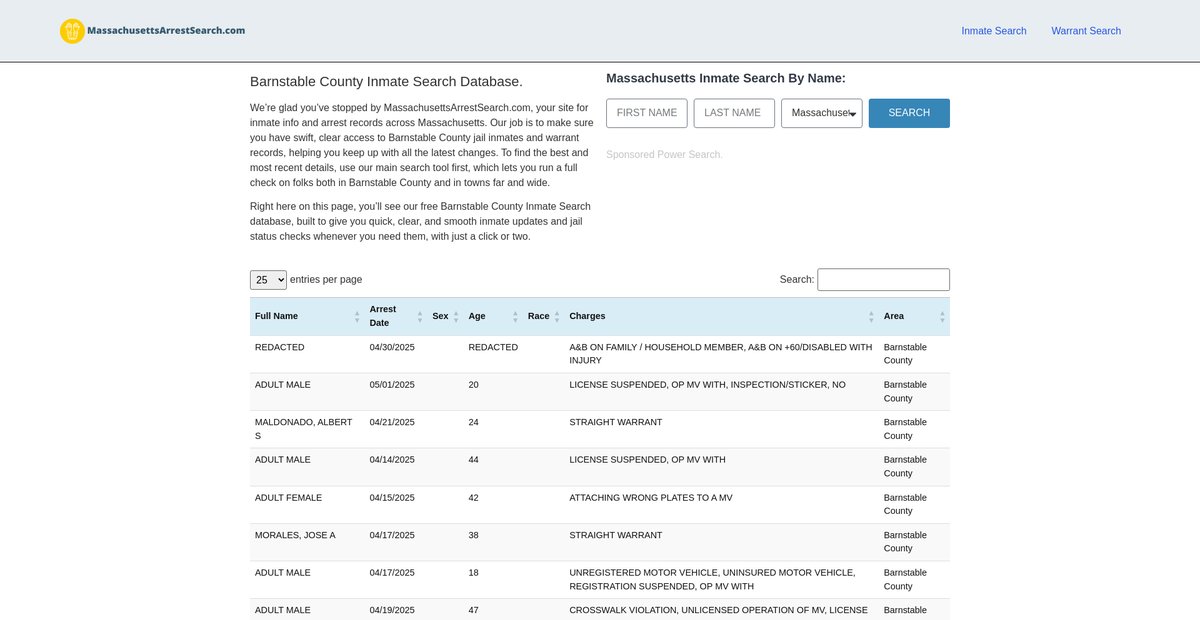 Preview of massachusettsarrestsearch.com