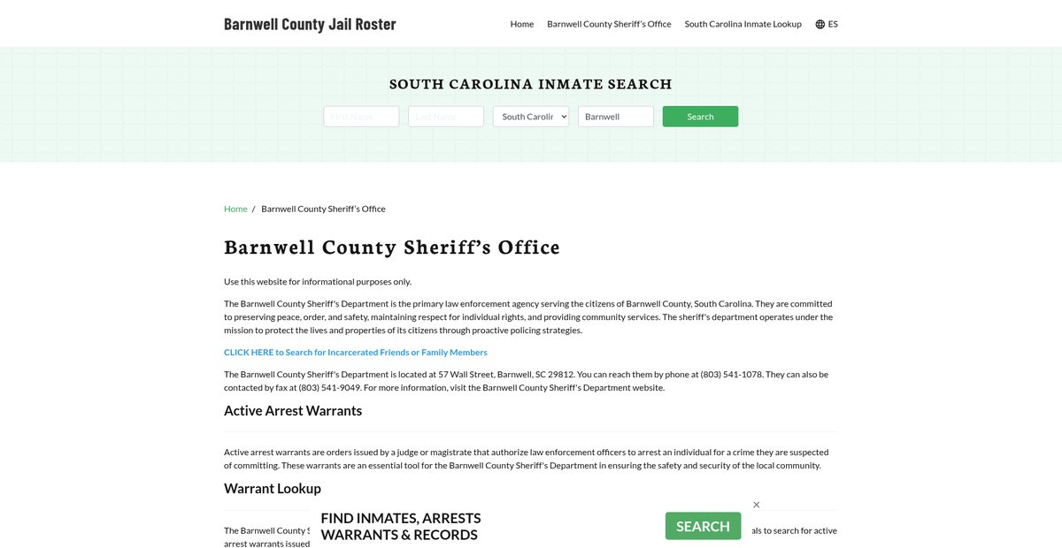 Preview of barnwellcountyjail.org