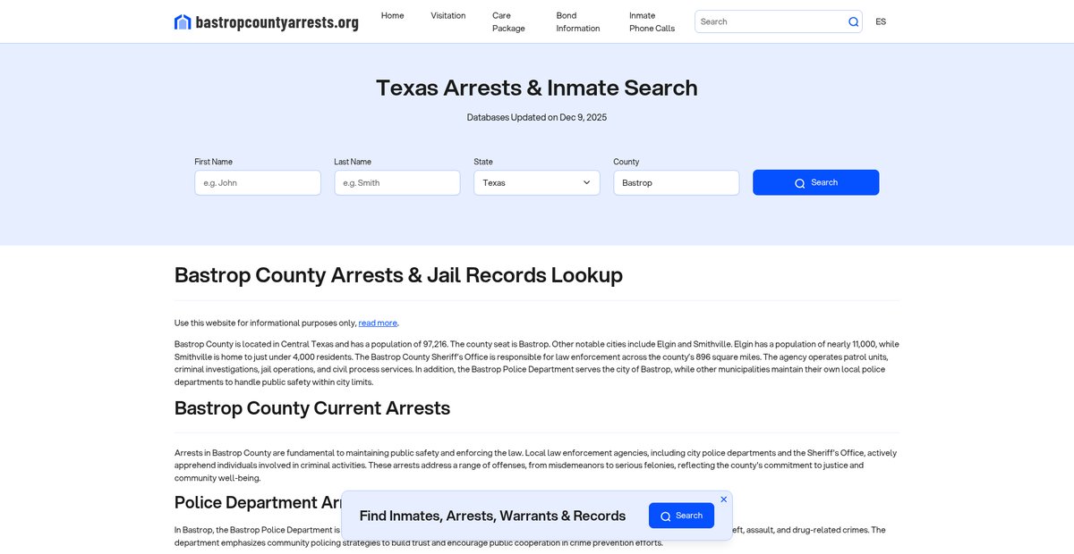 Preview of bastropcountyarrests.org