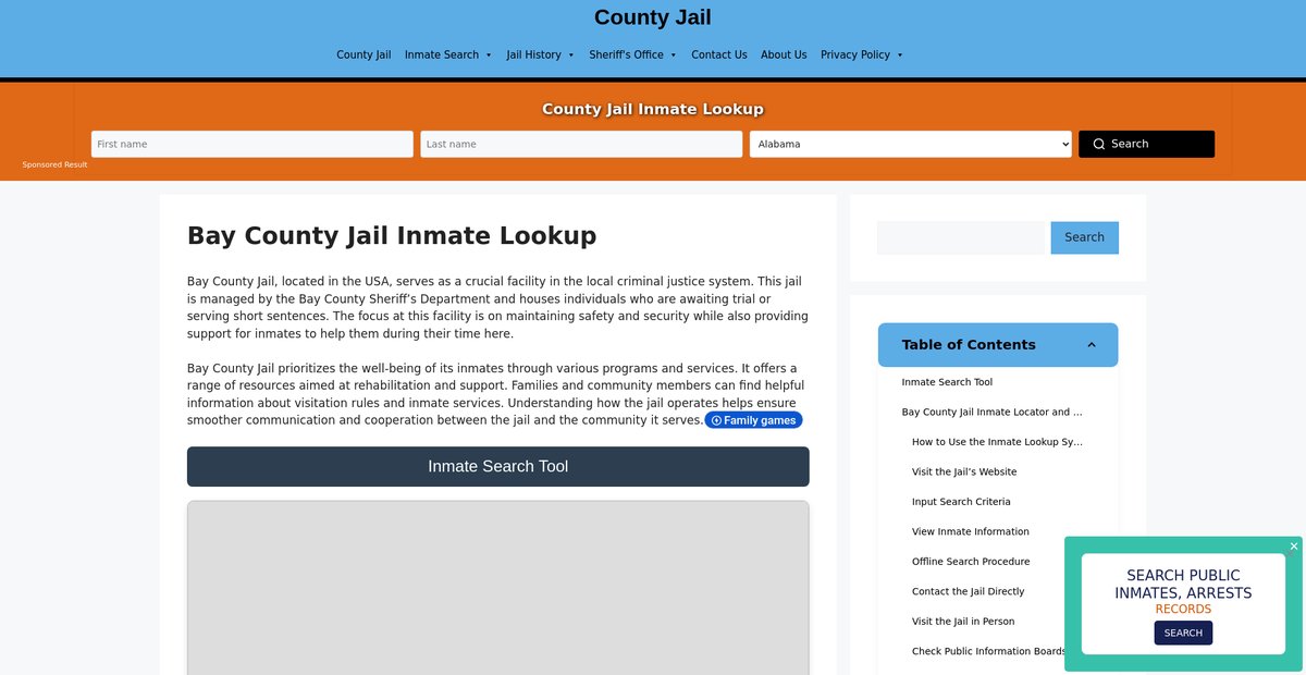 Preview of bay.countyjail.org