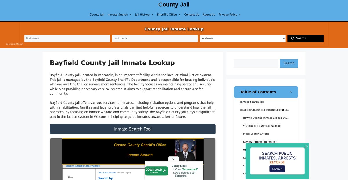 Preview of bayfield.countyjail.org