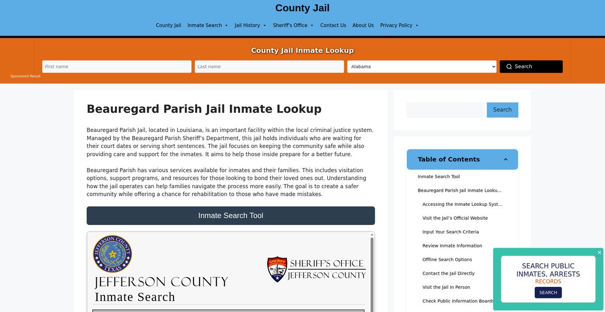 Preview of beauregard-parish.countyjail.org