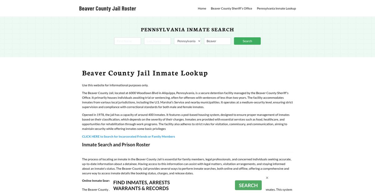 Preview of beavercountyjail.org