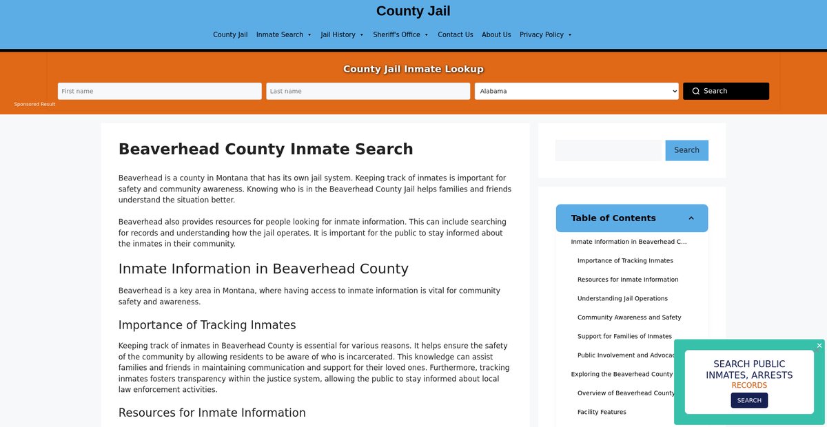 Preview of beaverhead-inmate-search.countyjail.org